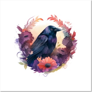 Raven Floral Posters and Art